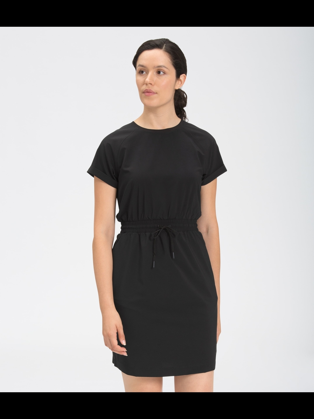 3x North Face Never Stop Black Short-Sleeve Drawstring Waist Dress